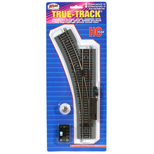 Atlas 0480 HO Code 83 Nickel Silver True-Track Left Hand Remote Switch Turnout
