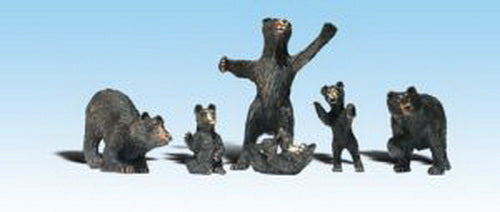 Woodland Scenics A1885 HO Scenic Accents Black Bears Animal Figures (Set of 6)