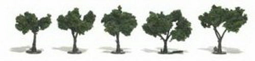 Woodland Scenics TR1502 1-1/4"-2" Medium Green Model Trees (Pack of 5)