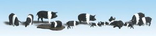 Woodland Scenics A1864 HO Scenic Accents Hampshire Pig Figures (Set of 12)