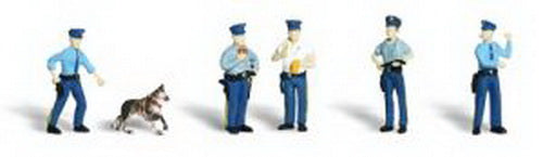 Woodland Scenics A2736 O Scenic Accents Policemen W/Dog Figures (Set of 6)