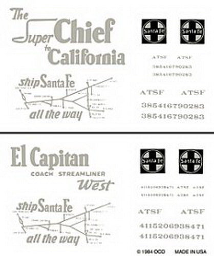 Woodland Scenics DT604 Santa Fe Box Cars Passenger Dry Transfer Decals
