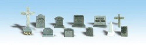 Woodland Scenics A1856 HO Scenic Accents Assorted Tombstones (Set of 11)