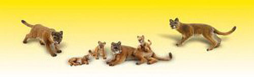 Woodland Scenics A1949 HO Scenic Accents Cougars & Cubs Figures (Set of 6)