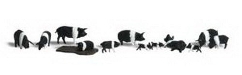 Woodland Scenics A2139 N Scenic Accents Hampshire Pigs Figures (Set of 12)