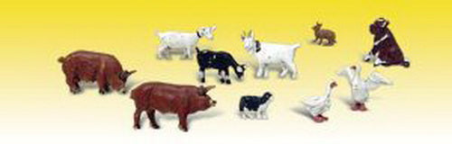 Woodland Scenics A2202 N Barnyard Animal Figures Scenic Accents (Set of 10)