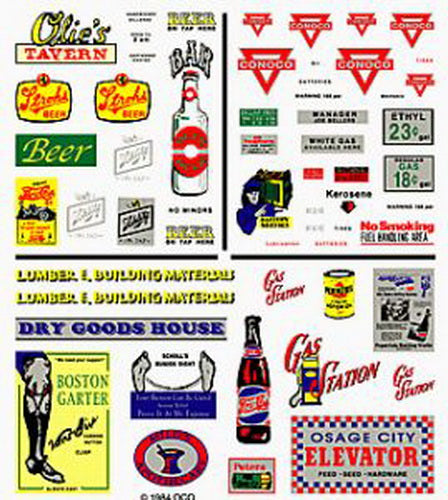 Woodland Scenics DT551 Tavern,Gas Station & Commercial Signs Dry Transfer Decals