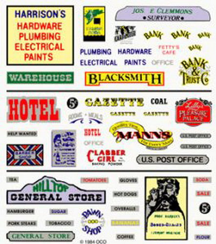 Woodland Scenics DT552 Assorted Business Signs Dry Transfer Decals