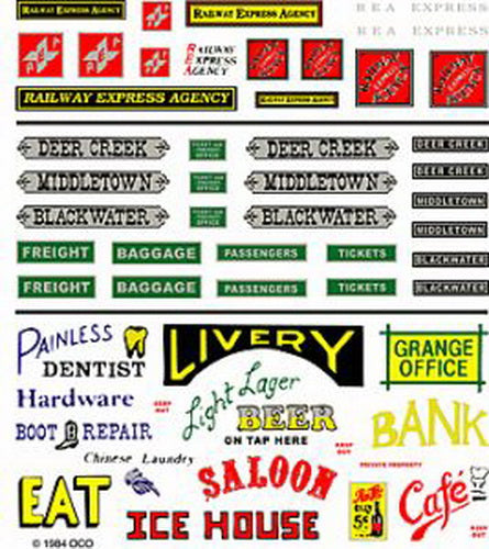 Woodland Scenics DT553 Depot, R.E.A. and Advertising Signs Dry Transfer Decals