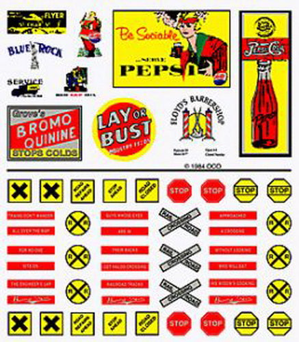 Woodland Scenics DT555 Road, Product and Burma-Shave Signs Dry Transfer Decals