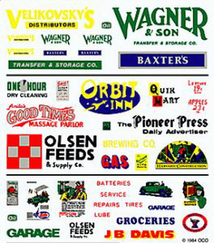 Woodland Scenics DT559 Assorted Products & Business Signs Dry Transfer Decals