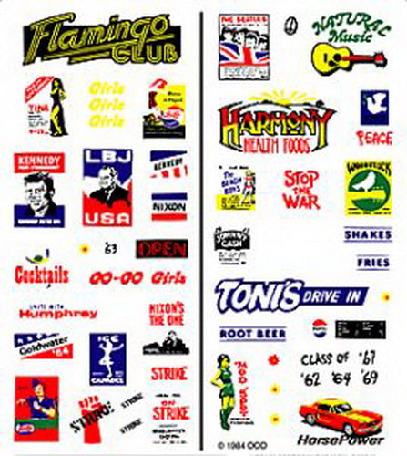 Woodland Scenics DT561 1960''s Signs & Posters Dry Transfer Decals