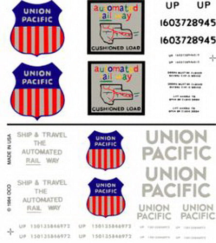 Woodland Scenics DT603 Union Pacific Box Cars Dry Transfer Decals