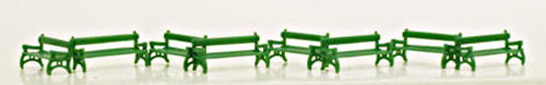 Model Power 1340 N Scale Green Plastic Benches (Pack of 8)