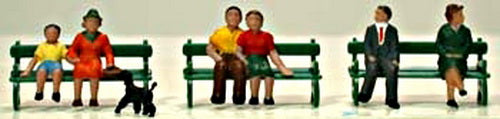 Model Power 5725 People Sitting on A Bench with A Dog Figures (Set of 6)
