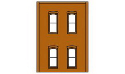 DPM 301-38 HO Two-Story Wall Sections With 4 Rectangular Windows Kit