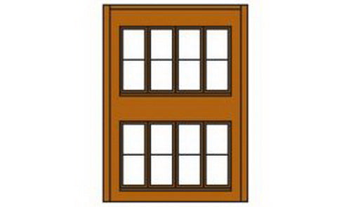 DPM 301-44 HO Two-Story Wall Sections w/Victorian Windows Kit (Pack of 4)