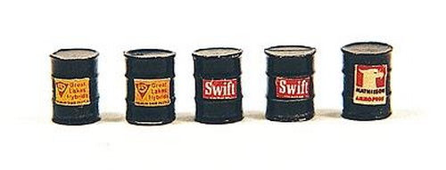 JL Innovative Design 513 HO Scale Black Custom Oil Barrels Black (Pack of 5)