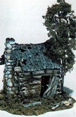 Woodland Scenics M101 HO Mini-Scene Abandoned Log Cabin Kit