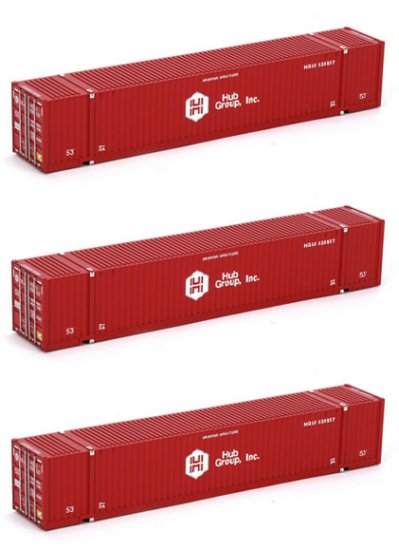 Athearn 28970 HO Hub Group/Red 53' Jindo Containers - RTR (Set of 3)