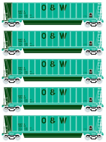 Athearn 94932 HO RTR Bathtub Gondola w/Load, O&W #6 (5)