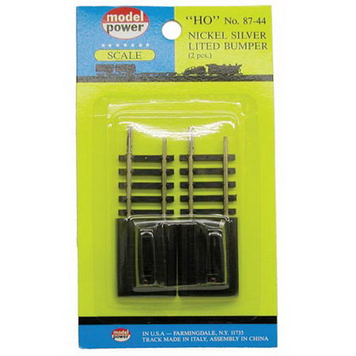 Model Power 87-44 HO Lighted Nickel-Silver TrackTrack Bumpers (Pack of 2)