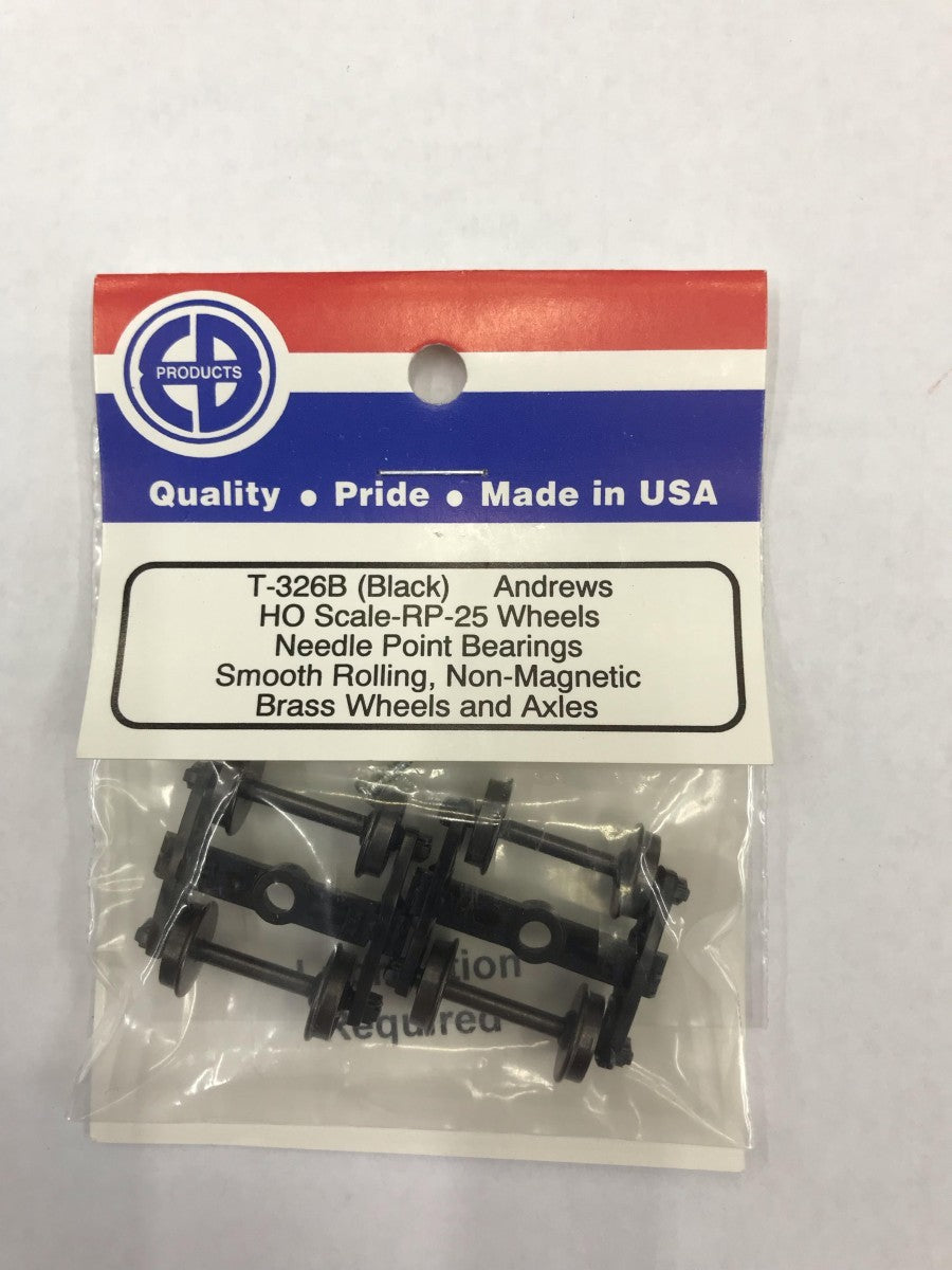 EB Products 326B HO Black Andrews Trucks (Pack of 2)