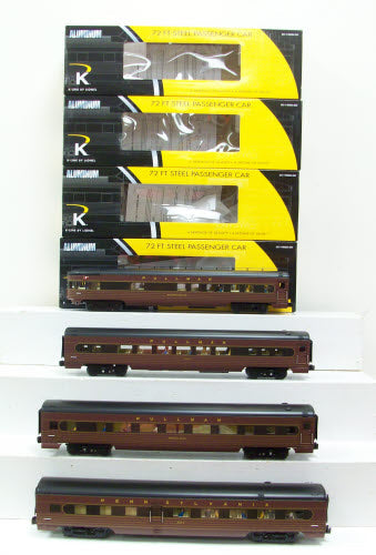 Lionel K-Line 6-22433 PRR Broadway Limited 18" 4 Car Aluminum Passenger Set