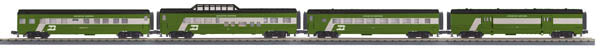 MTH 30-67554 Burlington Northern 60' Streamlined ABS 4-Car Passenger Set