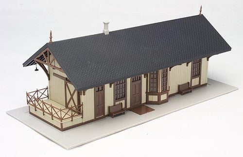 Atlas 620-2 HO 1872 Built-Up Maywood Train Station (Gray w/Maroon Trim)
