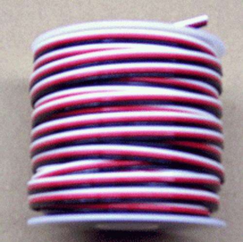 Gargraves 3CW18-1 3-Conductor 18 Gauge Black,Red,White Flat Wire - 100' Spool