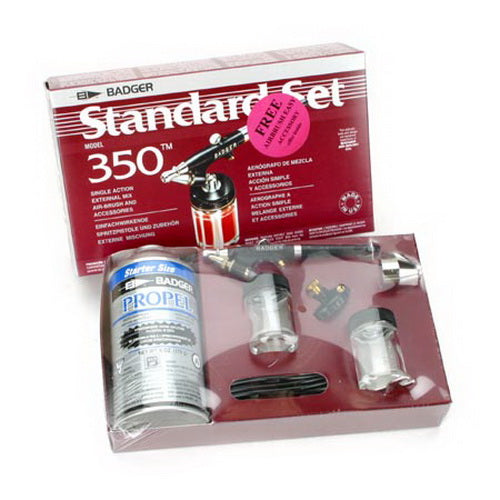Badger 350-3 Model 350 Medium Head Siphon Feed Airbrush Set w/Propel
