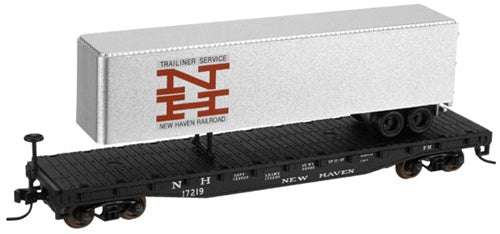 Atlas 37844 N Scale NH 50' Flatcar w/Trailer #17219