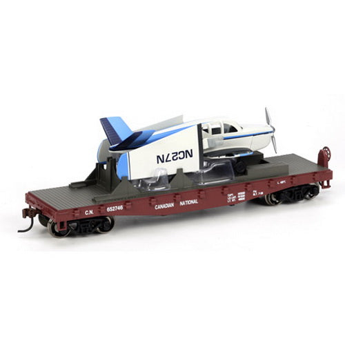 Athearn 96328 HO RTR 40' Flat w/Blue Plane, CN #652746