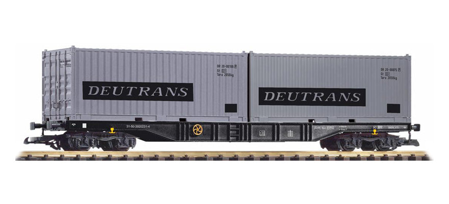 Piko 37752 G DR Deutrans IV Flat Car with 20' Containers