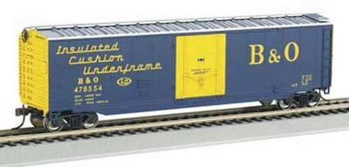 Bachmann 18015 HO Scale Blue & Yellow Baltimotre & Ohio 50' Plug-Door Boxcar