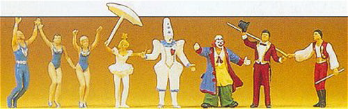 Preiser 20254 HO Blue - Circus Performers Figures (Set of 8)