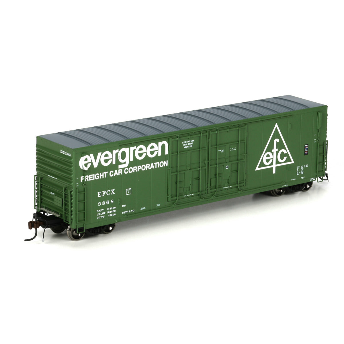 Athearn 69037 HO Evergreen Freight Car Corp. 50' PC&F Plug Door Box Car #3868