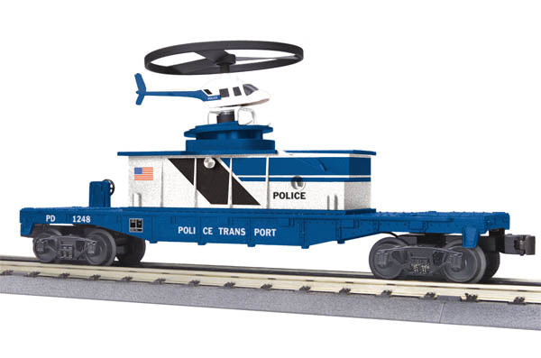 MTH 30-79300 Police Flat Car w/Operating Helicopter
