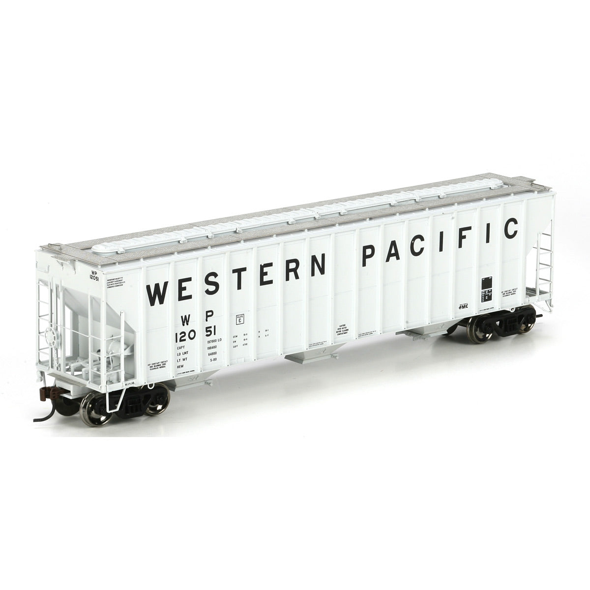 Athearn 73876 HO Scale Western Pacific 54' FMC Covered Hopper #12051