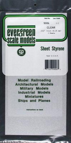 Evergreen Scale Models 9006 .010" x 6" x 12" Clear Thick Sheets (Pack of 3)