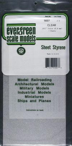 Evergreen Scale Models 9007 .015" x 6" x 12" Clear Thick Sheets (Pack of 2)