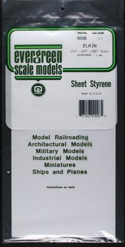 Evergreen Scale Models 9008 .010"/.020"/.040" x 6" X 12" Polystyrene Sheet Pack