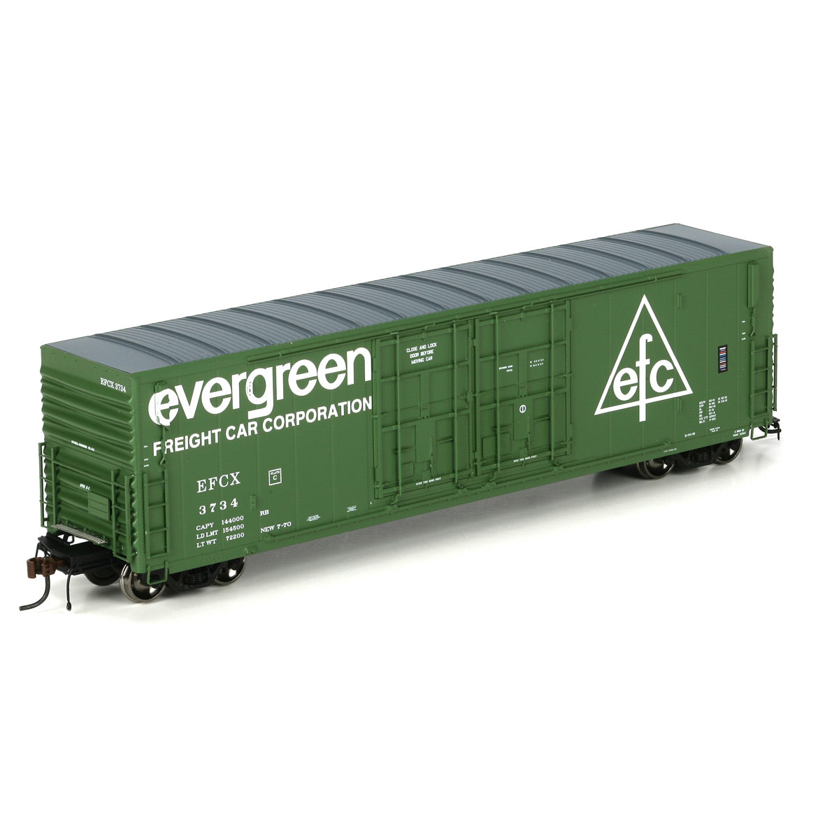 Athearn 69036 HO Evergreen Freight Car Corp. 50' PC&F Plug Door Box Car #3734