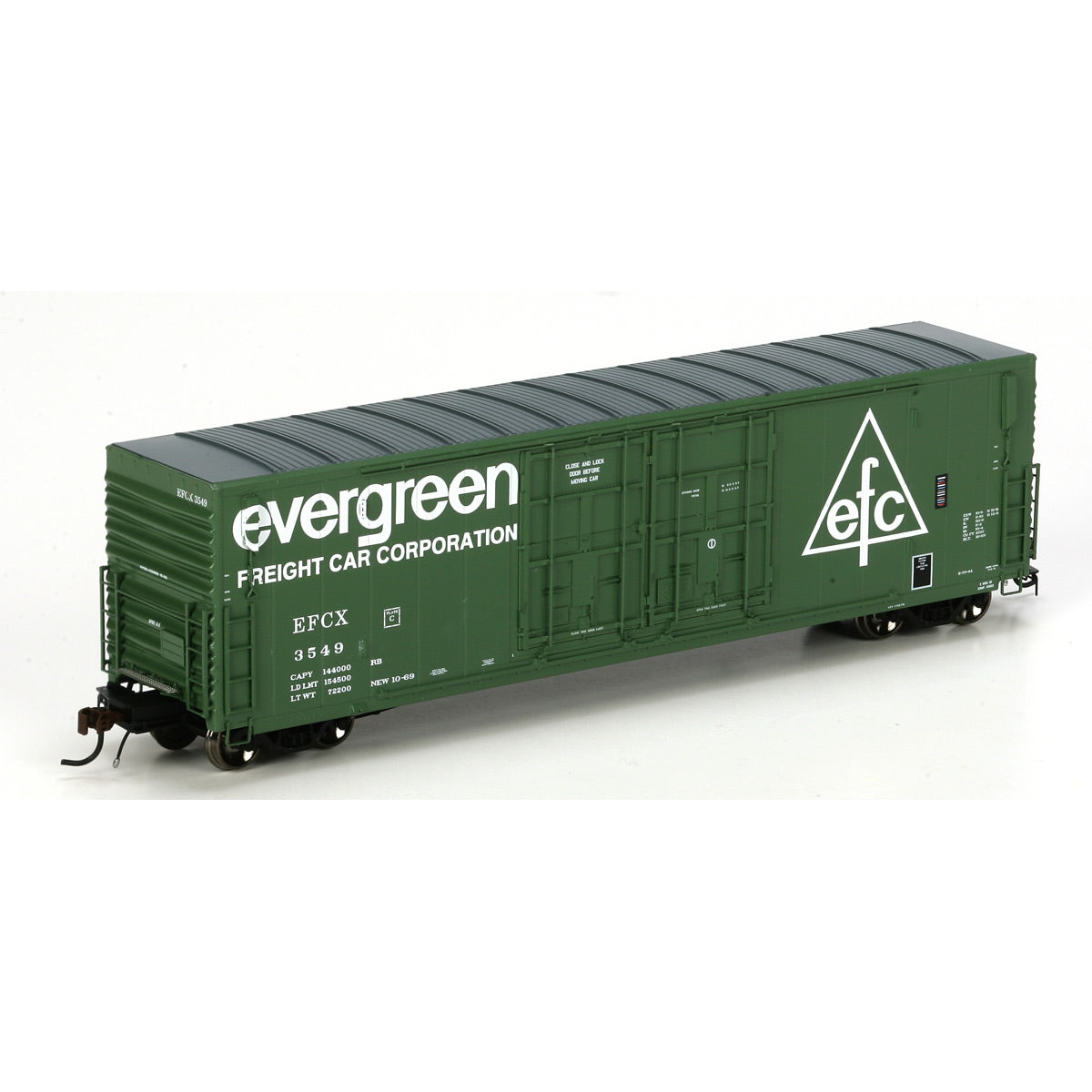 Athearn 69039 HO Evergreen Freight Car Corp 50' PC&F Plug Door Box Car #3549