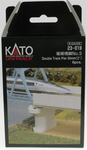 Kato 23-019 N 2" Unitrack Double Track Poured Concrete Column Pier (Pack of 6)
