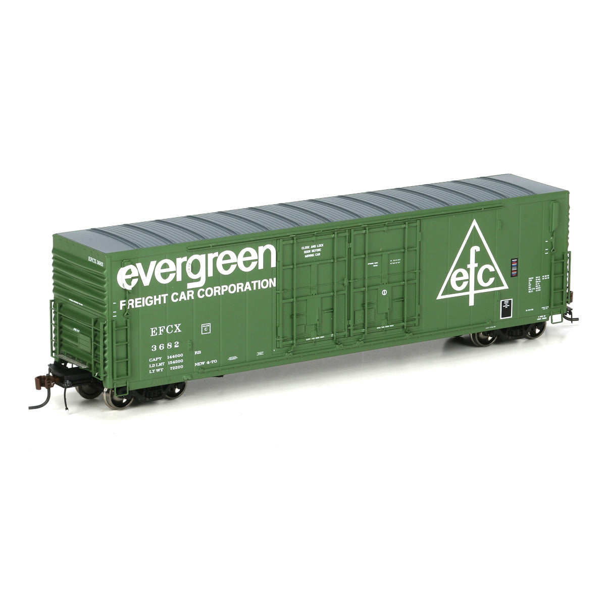 Athearn 69040 HO Evergreen Freight Car Corp 50' PC&F Plug Door Box Car #3682