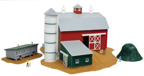 Model Power 2581 N Scale Lighted Barn, Silo & Chicken Coop Building