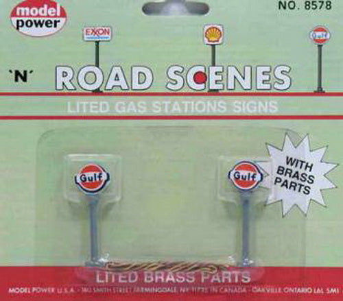 Model Power 8578 N Gulf Lighted Sign (Pack of 2)