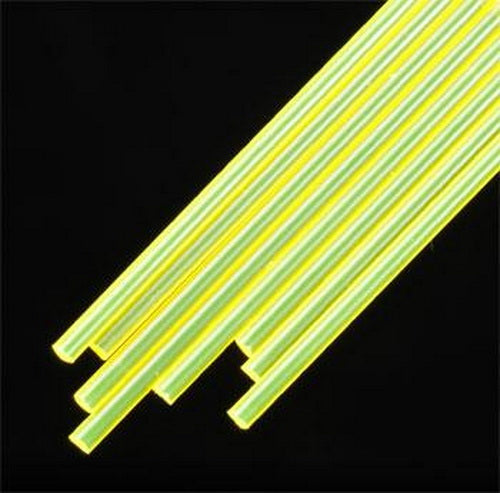Plastruct 90282 3/32" x 10" Fluorescent Yellow Acryic Round Rod (Pack of 8)